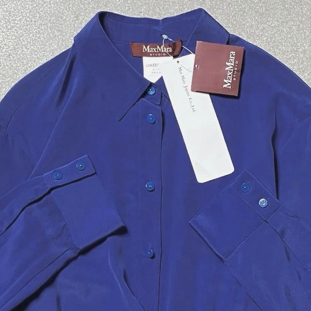 【新品✨シルク100%】Max Mara シャツワンピース フリル ギャザー