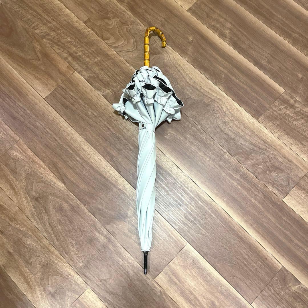 サンバリア100 長傘フリル　Mサイズ　ホワイト