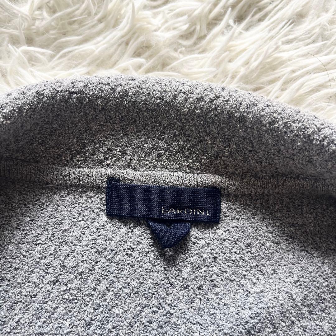 <美品>LARDINI グレー コットン ニットジャケット ブートニエールM相当
