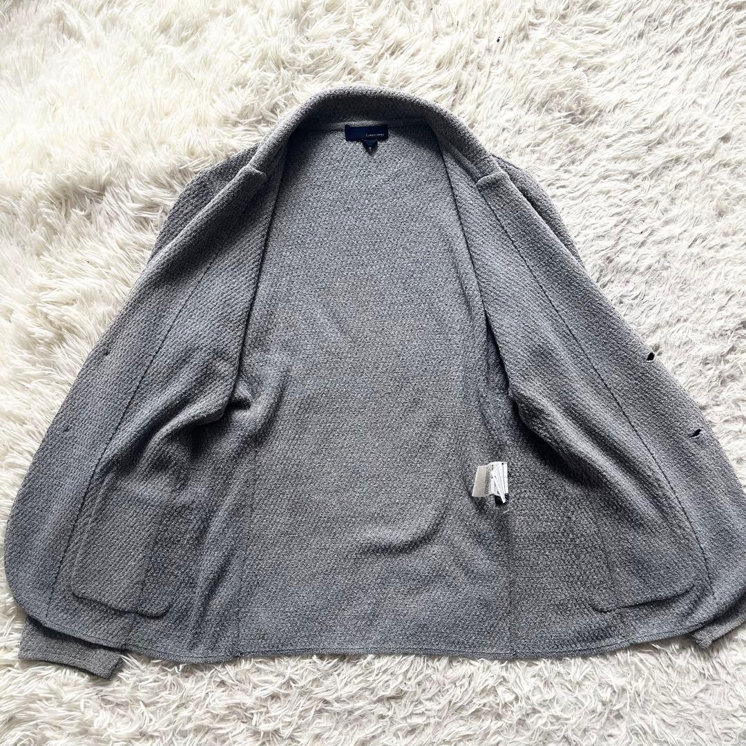 <美品>LARDINI グレー コットン ニットジャケット ブートニエールM相当