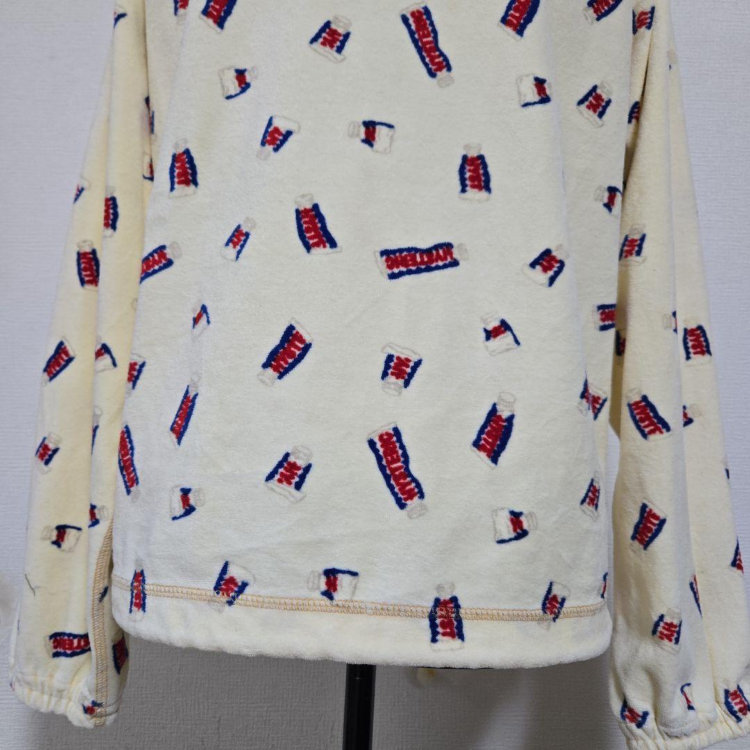 90s ヒステリックグラマー 総柄 ロゴ パーカー タオル生地 イエロー