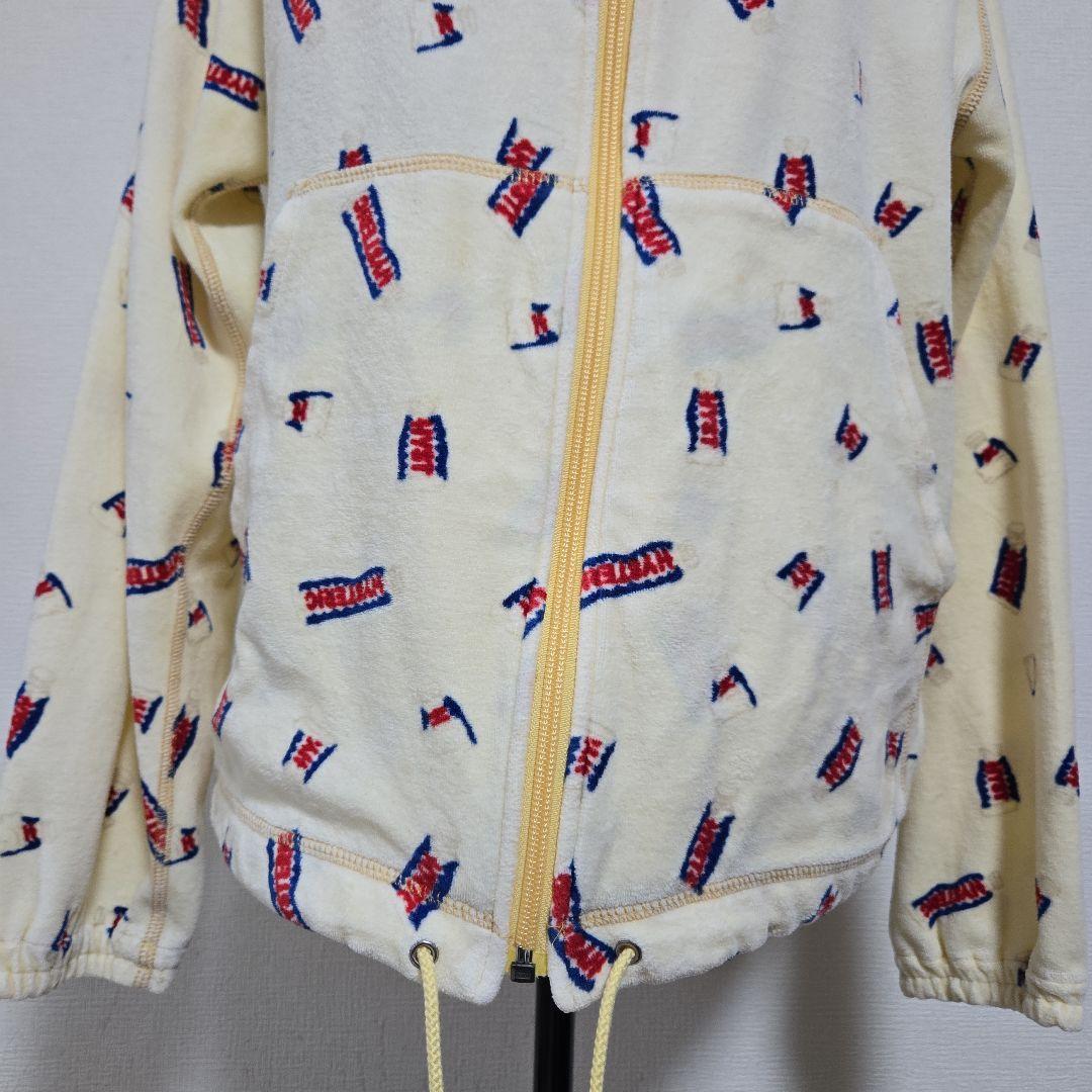 90s ヒステリックグラマー 総柄 ロゴ パーカー タオル生地 イエロー