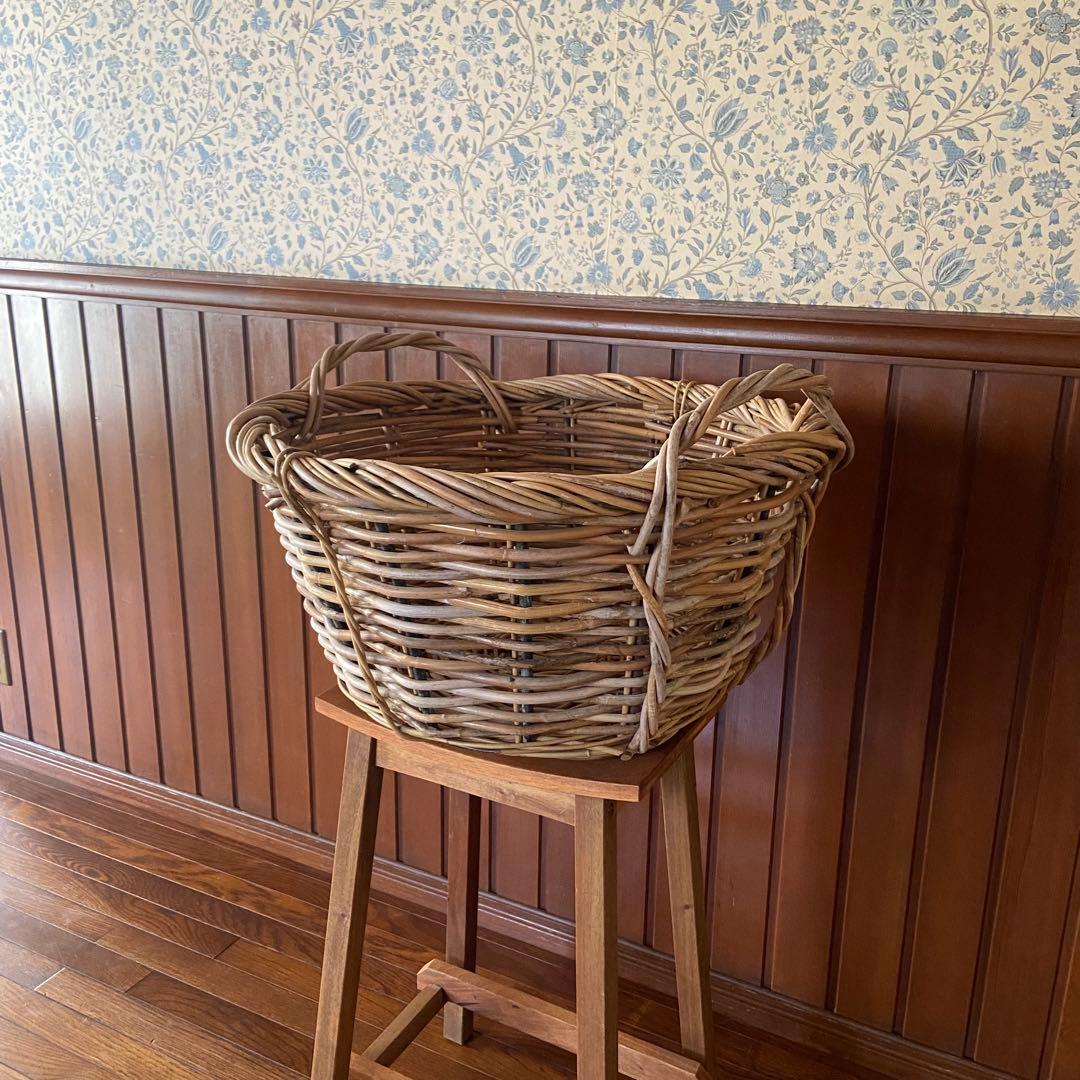 フランス アンティーク　籐籠　ラタン バスケット　アルデンヌ製　パニエ　大型