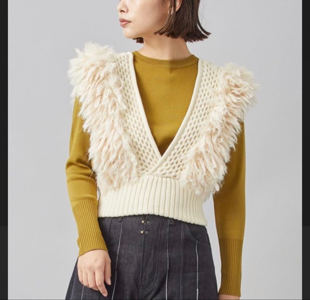 LEINWANDE STUDIOUS別注パッチワークフリンジニットベスト