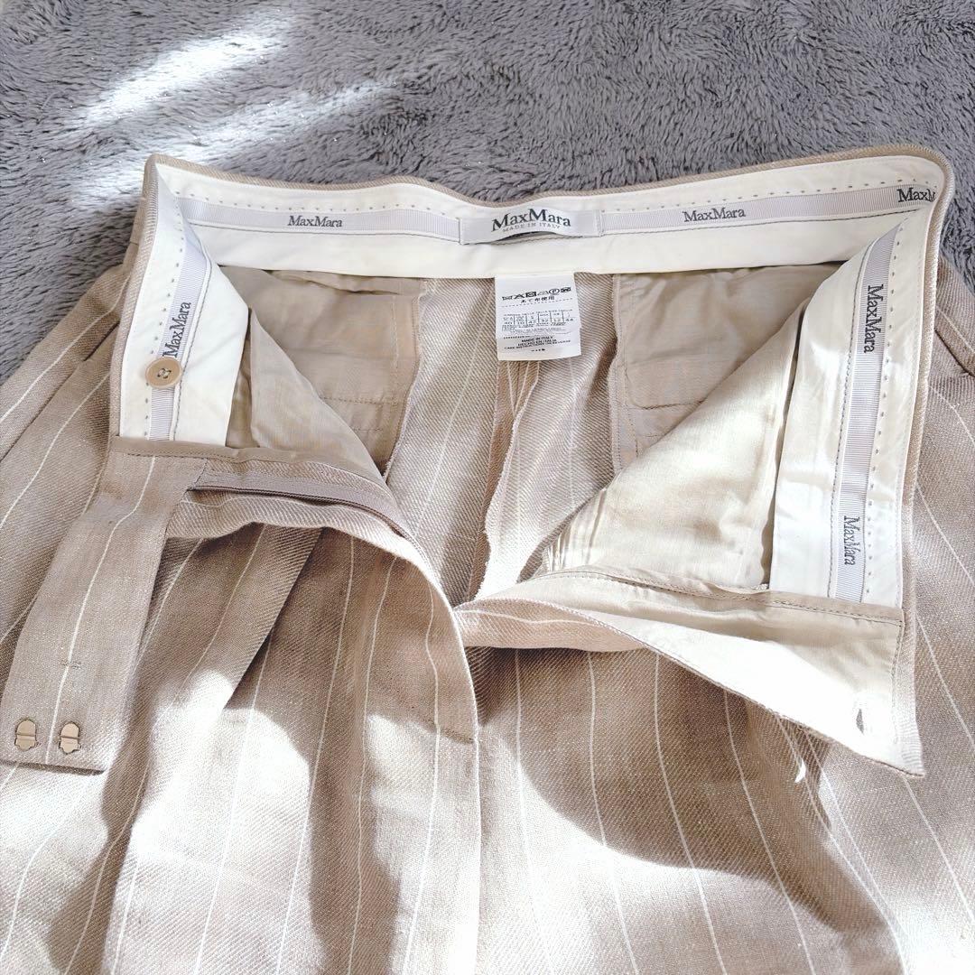 【マックスマーラ】極美品✨白タグ リネン100% パンツ 大きいサイズ
