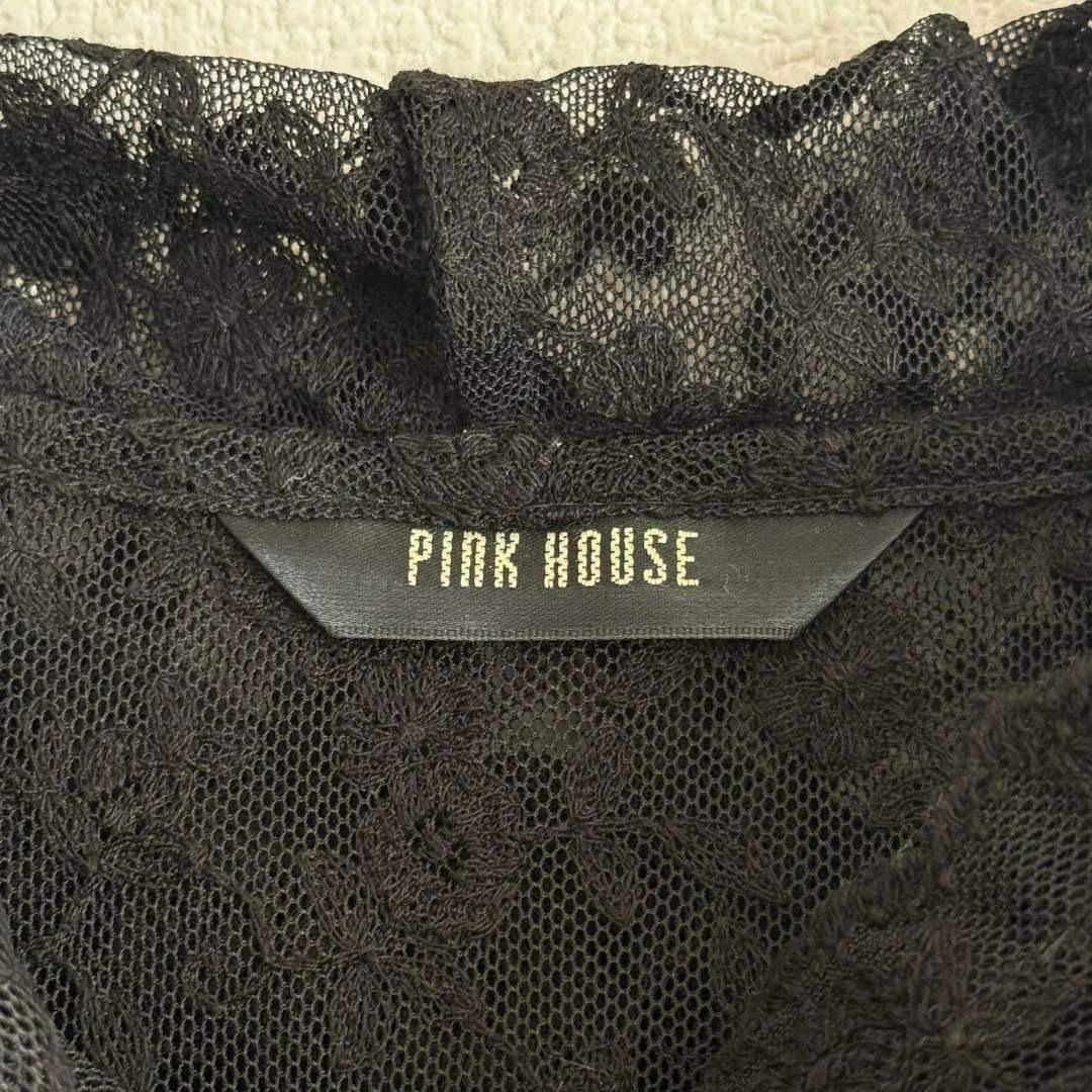 【極美品】PINK HOUSE 長袖ブラウス シースルー ブラック レース