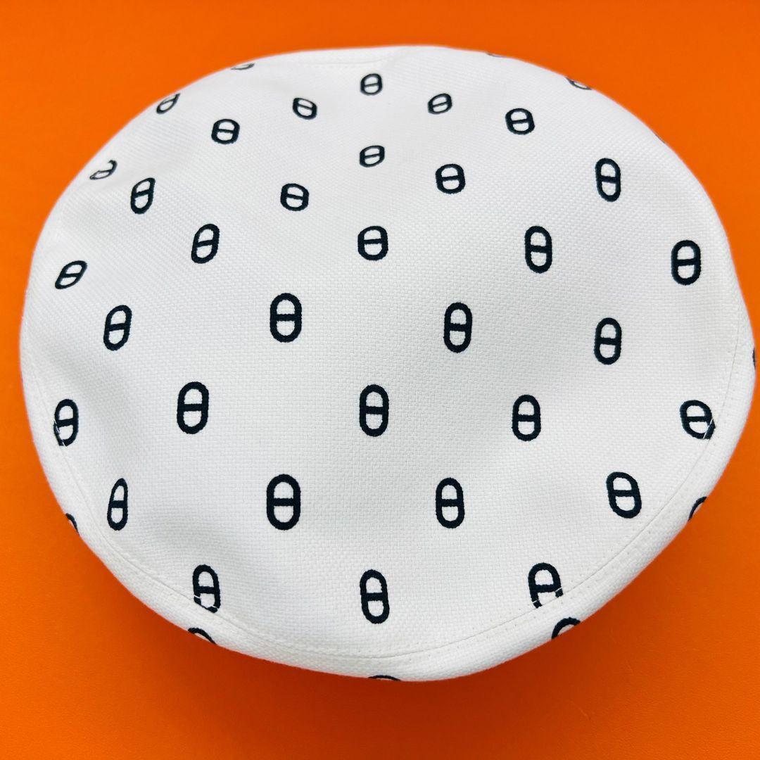 HERMES エルメス ベレー帽　シェーヌダンクル 帽子 ホワイト コットン