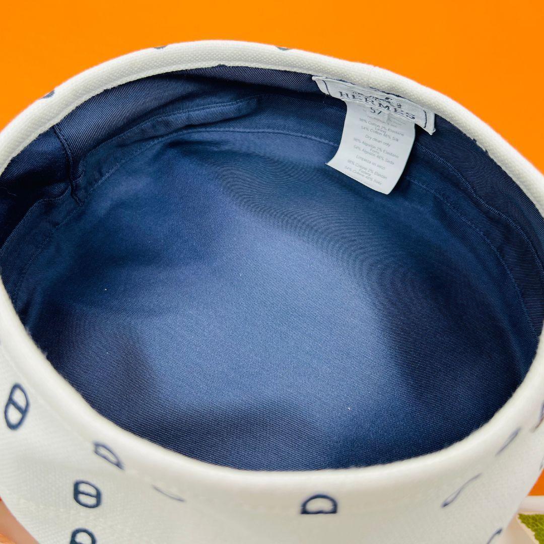 HERMES エルメス ベレー帽　シェーヌダンクル 帽子 ホワイト コットン