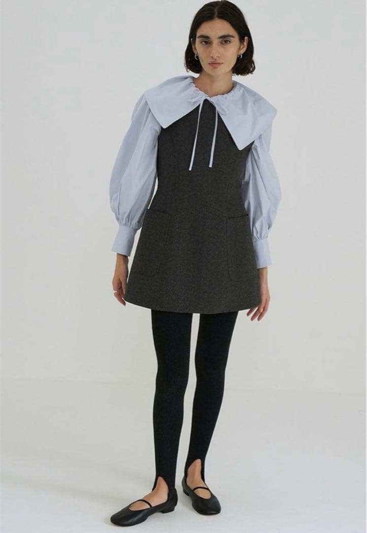 トップス CLANE BIG COLLAR DRAWSTRING BLOUSE