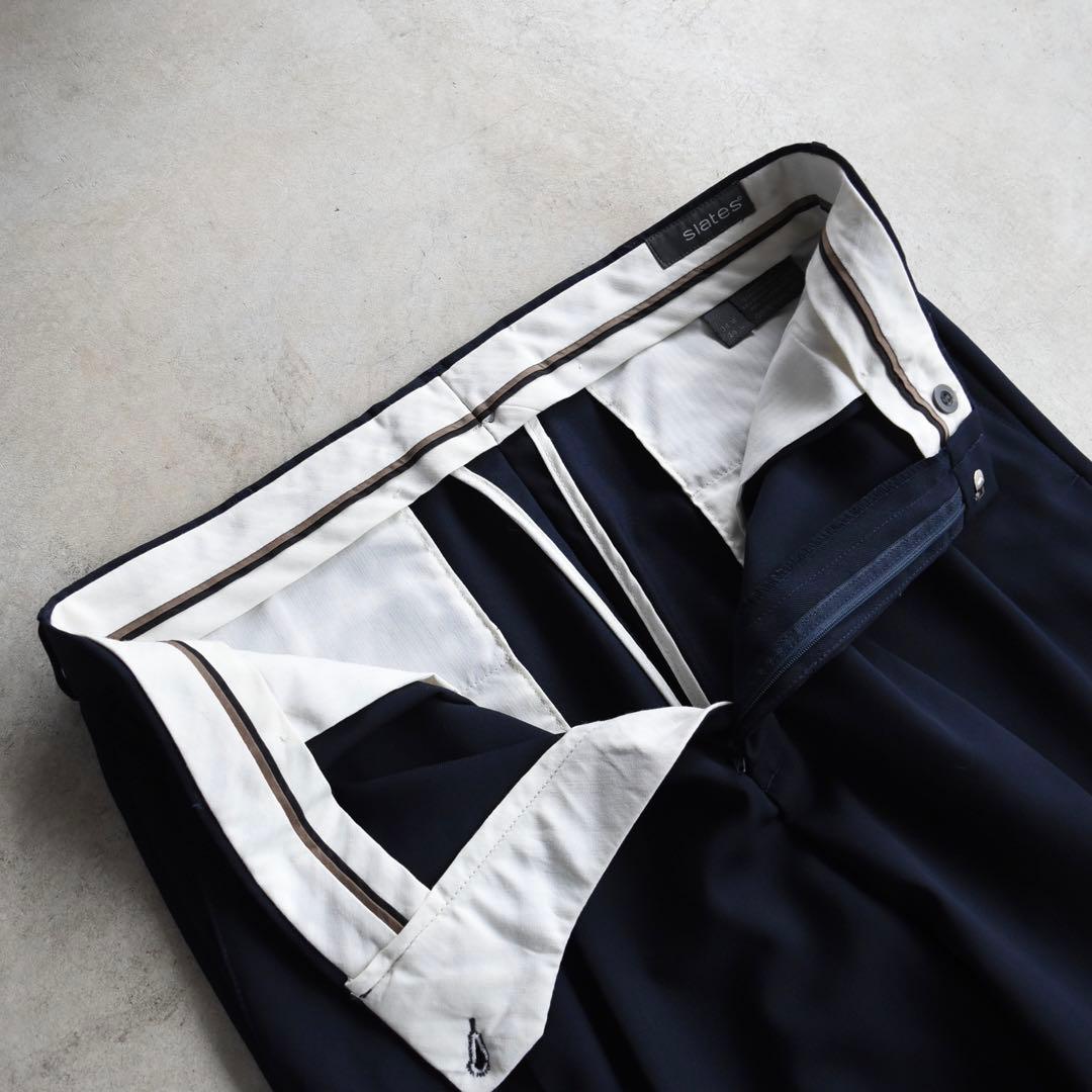 90s SLATES スレイツ ツータックスラックス 紺ネイビー W36 L29