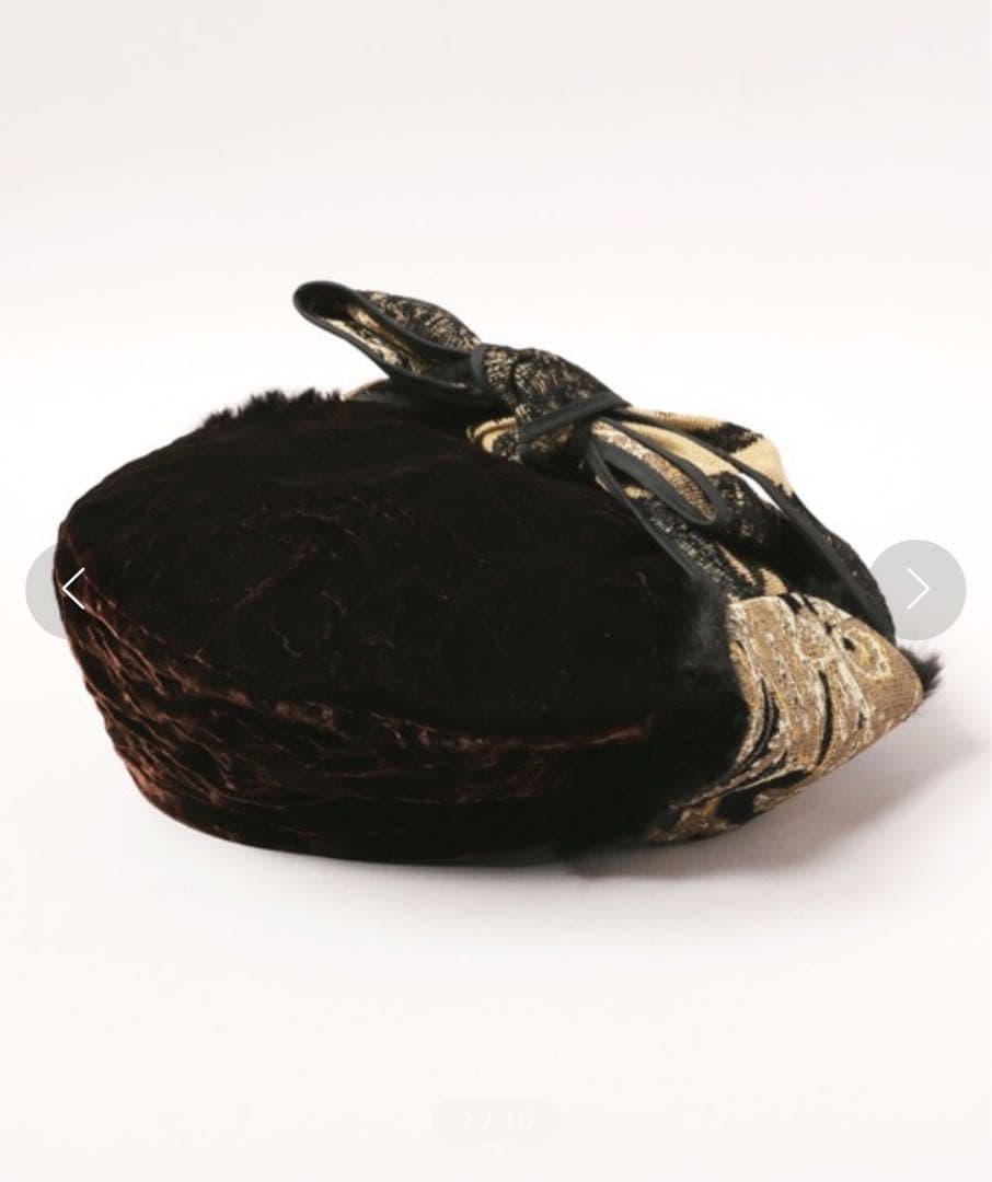 CA4LA☆ベルベットファー付き黒ベレー帽