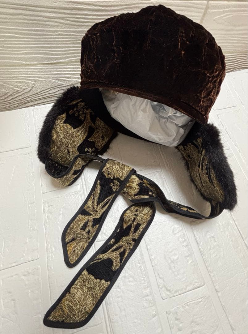 CA4LA☆ベルベットファー付き黒ベレー帽