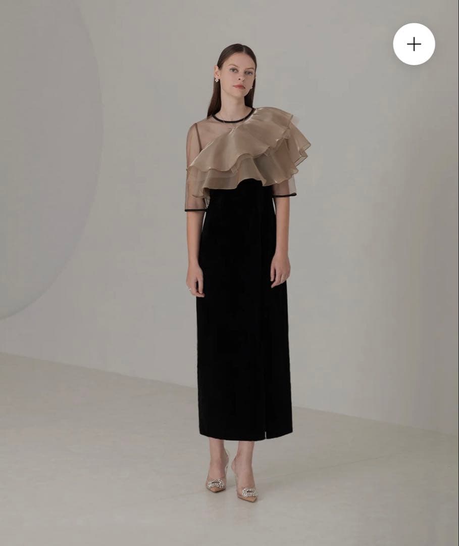 LEJA アシンメトリーティアードフリル3WAYベロアワンピースドレス