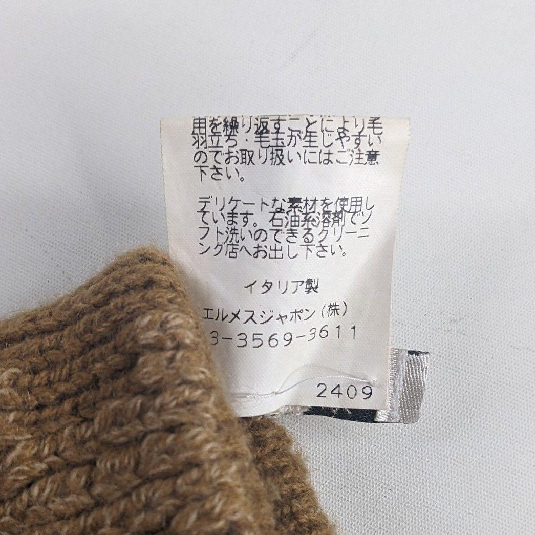 HERMES エルメス カシミア 手袋 グローブ キャメル Hロゴ レディース