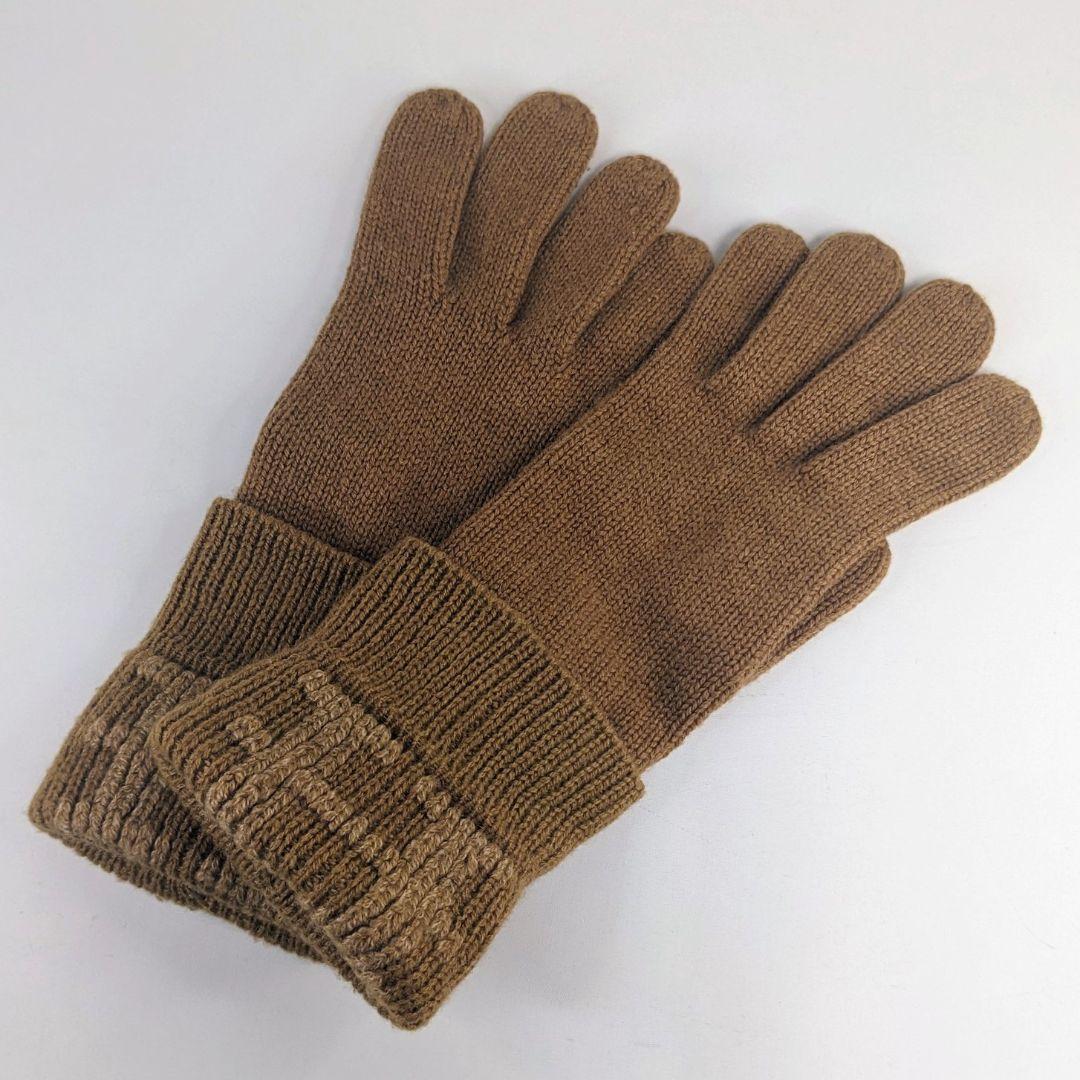 HERMES エルメス カシミア 手袋 グローブ キャメル Hロゴ レディース