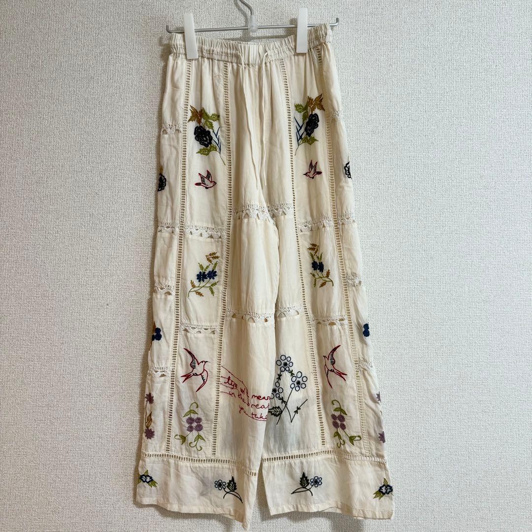 TODAYFUL Embroidery Patchwork パンツ 38 刺繍