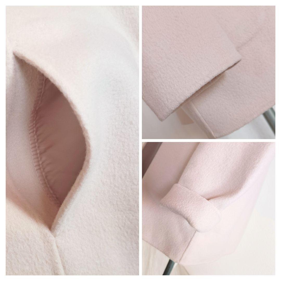 セオリー　ウール＆カシミヤリバーシブル　フーディーリバーコート　優しいピンク