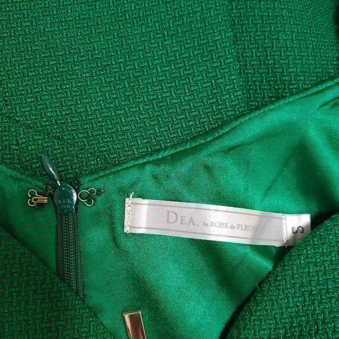 【美品☆】ROBE de FLEUR ツイードタイトロングドレス グリーン