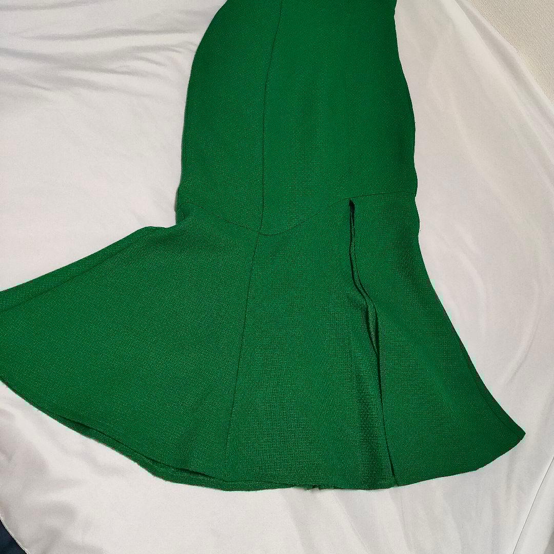 【美品☆】ROBE de FLEUR ツイードタイトロングドレス グリーン