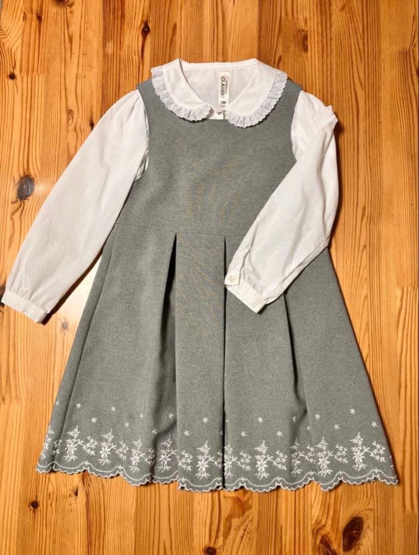 【美品】入学式　女の子向けフォーマル セット グレー 120cm＆18cm