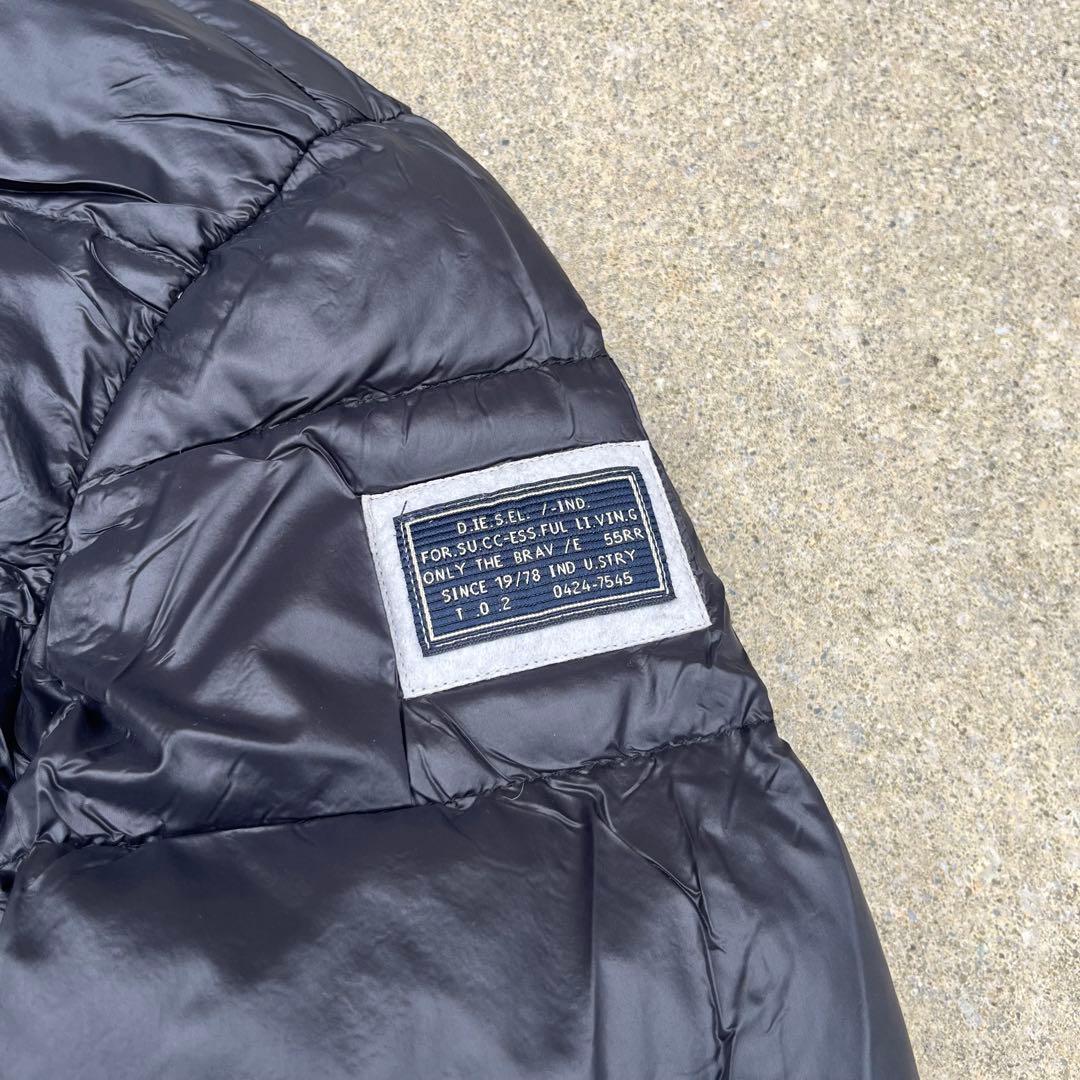 【金タグ】DIESEL ディーゼル ダウンジャケット ロゴパッチ 黒 M