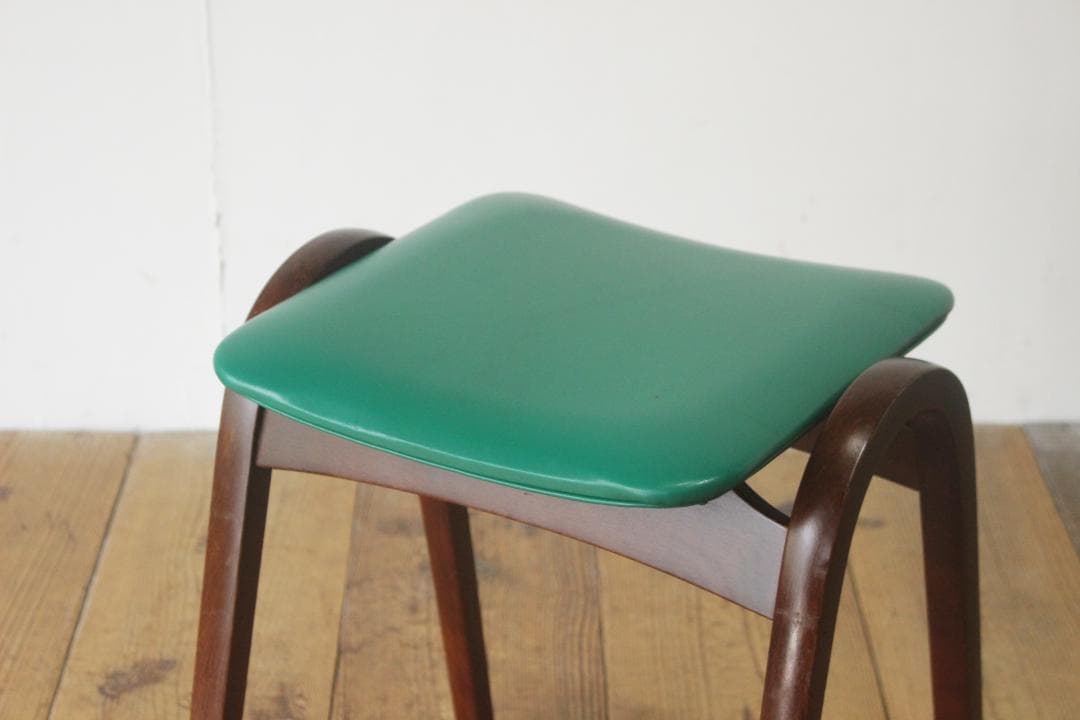 秋田木工 剣持勇 スタッキングスツール No.202 レトロ 曲げ木 椅子 緑