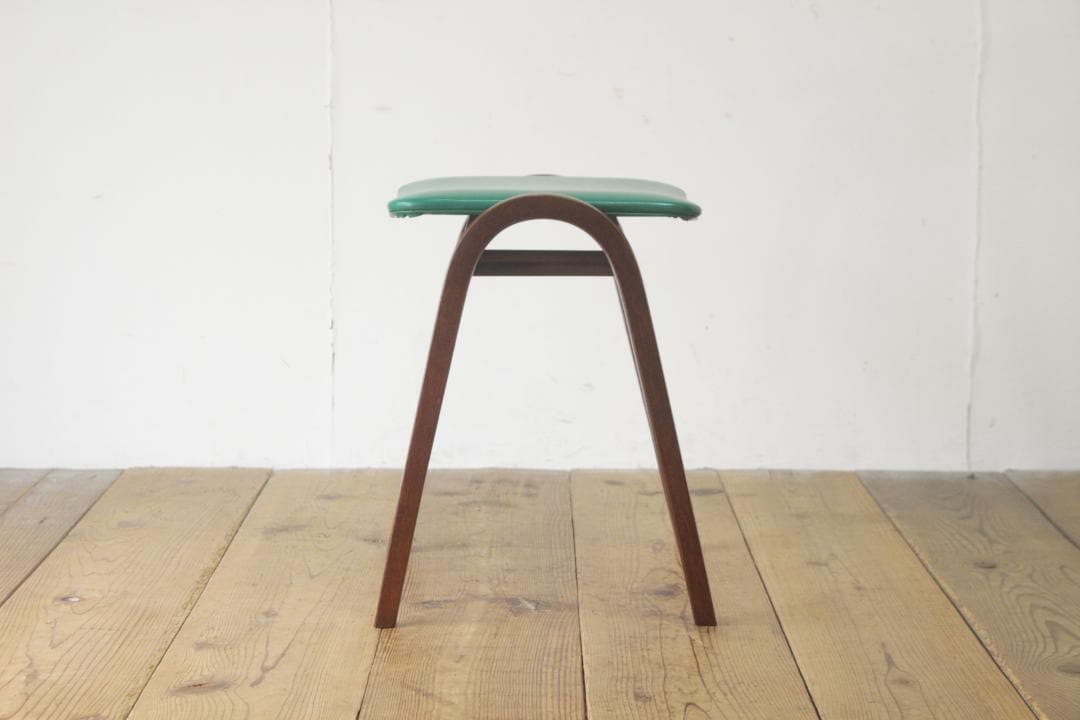 秋田木工 剣持勇 スタッキングスツール No.202 レトロ 曲げ木 椅子 緑