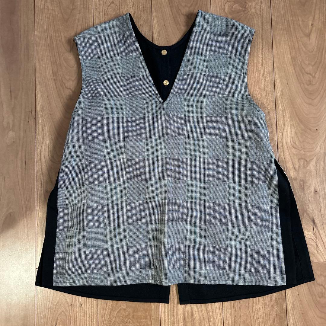 16日まで値下げトゥモローランドウールシルクブロックトゥース 4-wayジレ36