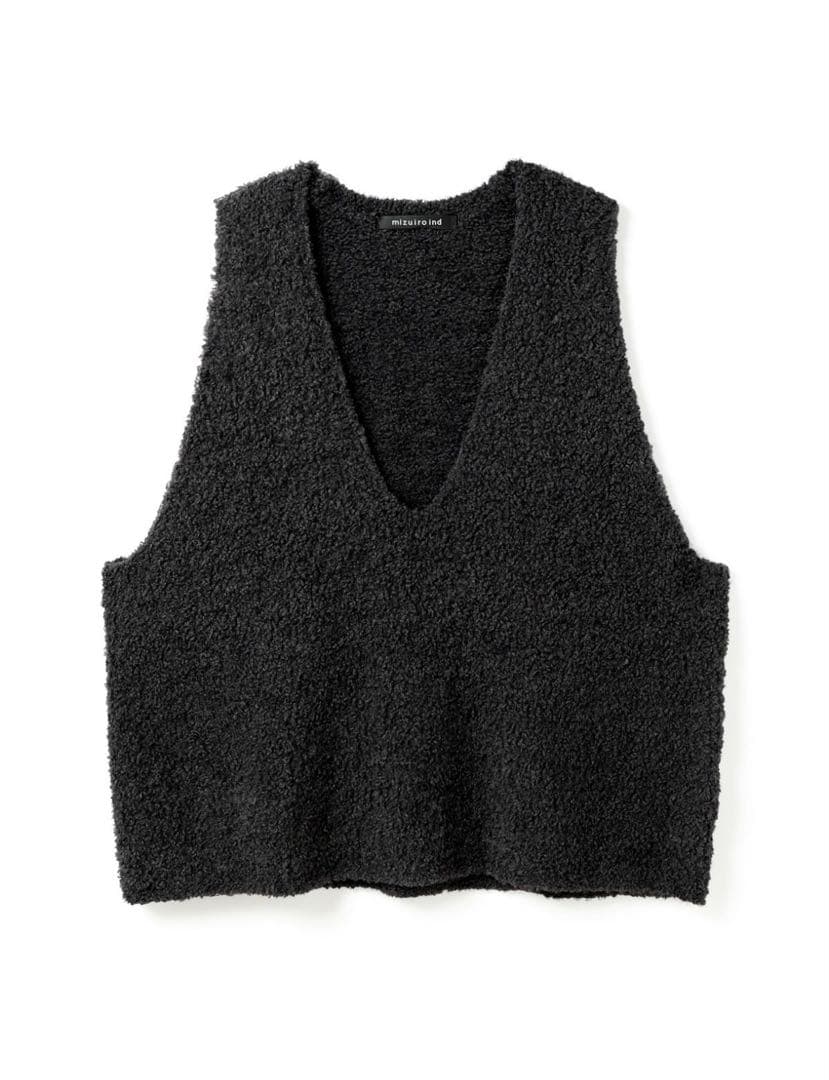 mizuiroind ヘアリーVネックベスト 黒