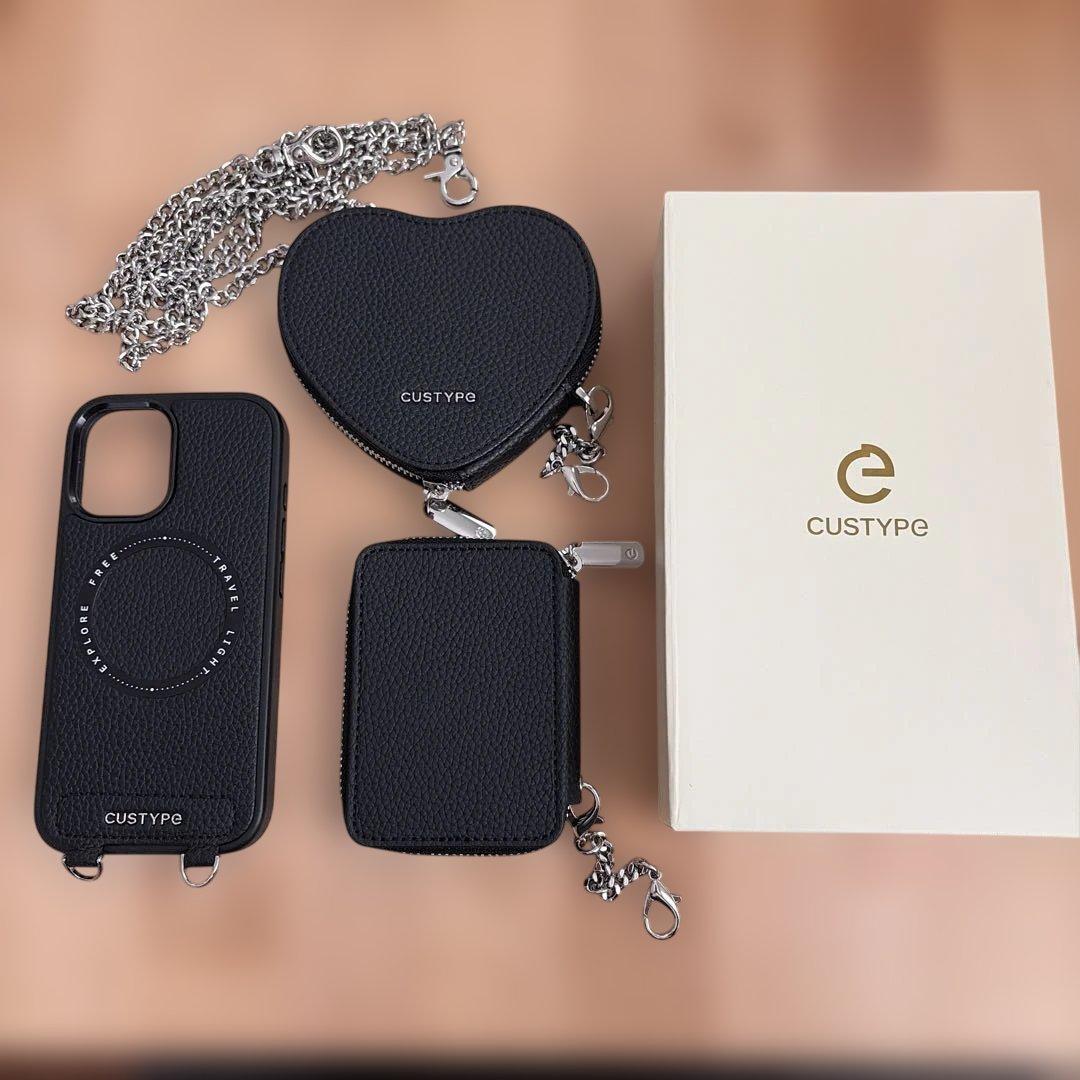 ぽぽ様☆CUSTYPE ブラック シルバー金具 iPhone17ケース セット