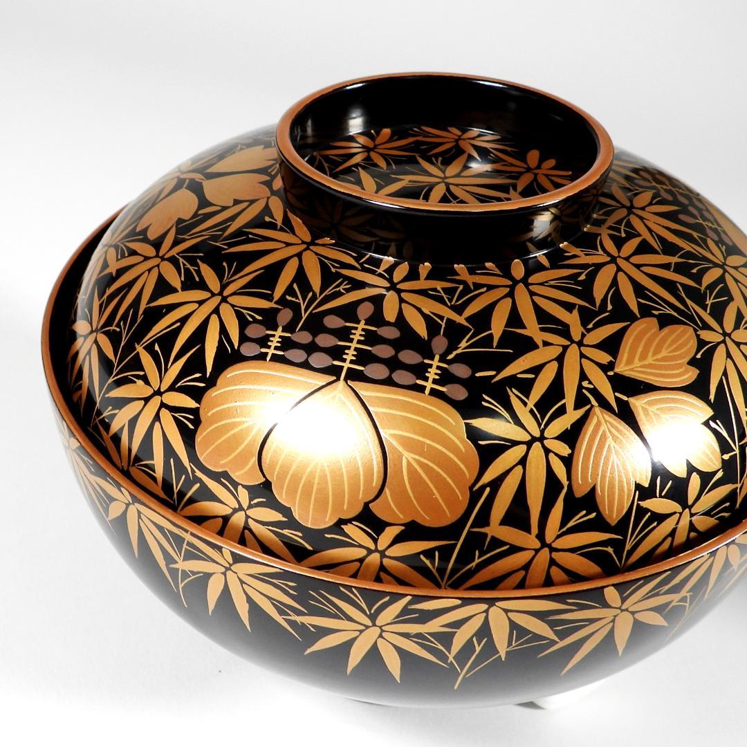 木田理平造 本金時代蒔絵 桐竹紋 吸物椀 五客 共箱