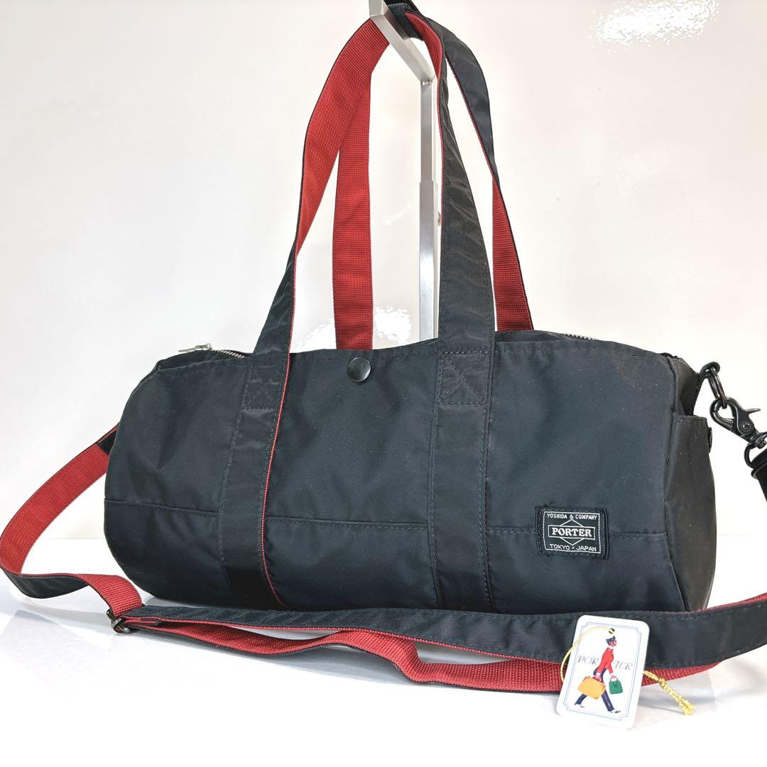 極美品 ポーター エルファイン ボストン 2way ドラム PORTER 黒