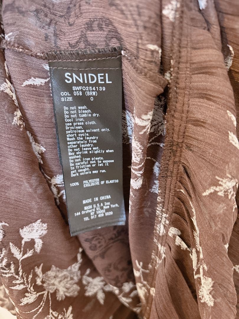 snidel♡スナイデル♡プリント プリーツ シャーリング ワンピース サイズ0