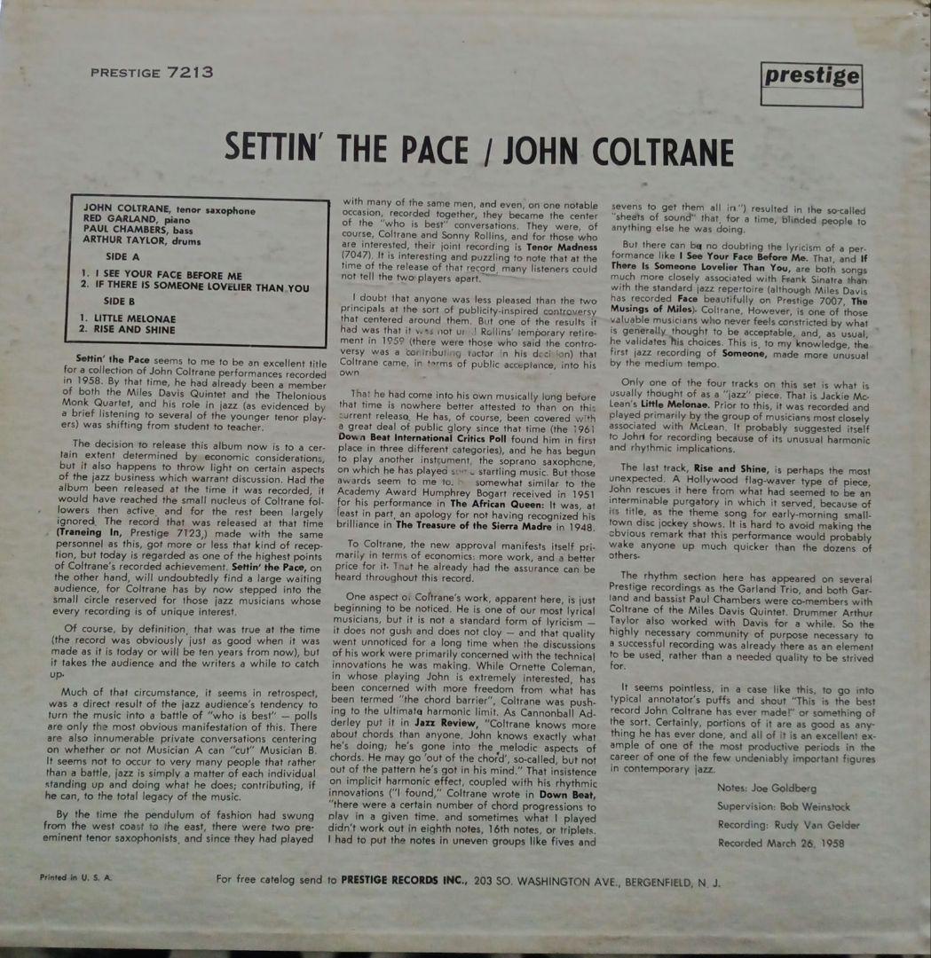 洋楽 John Coltran/Settin' The Pace