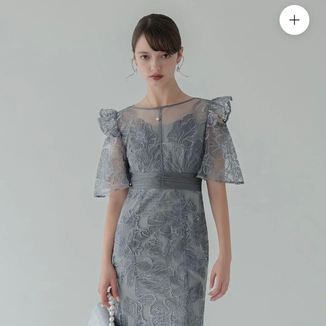 フラワーレースシアーフリルマーメイドワンピースドレス