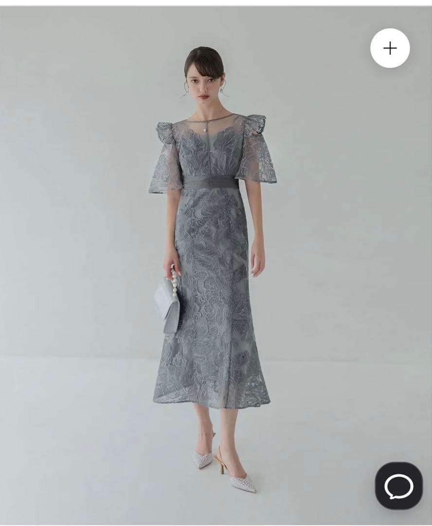 フラワーレースシアーフリルマーメイドワンピースドレス