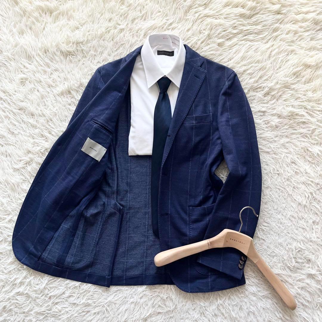 <美品>BOGLIOLI dover ネイビー シルク ジャケット サイズ44