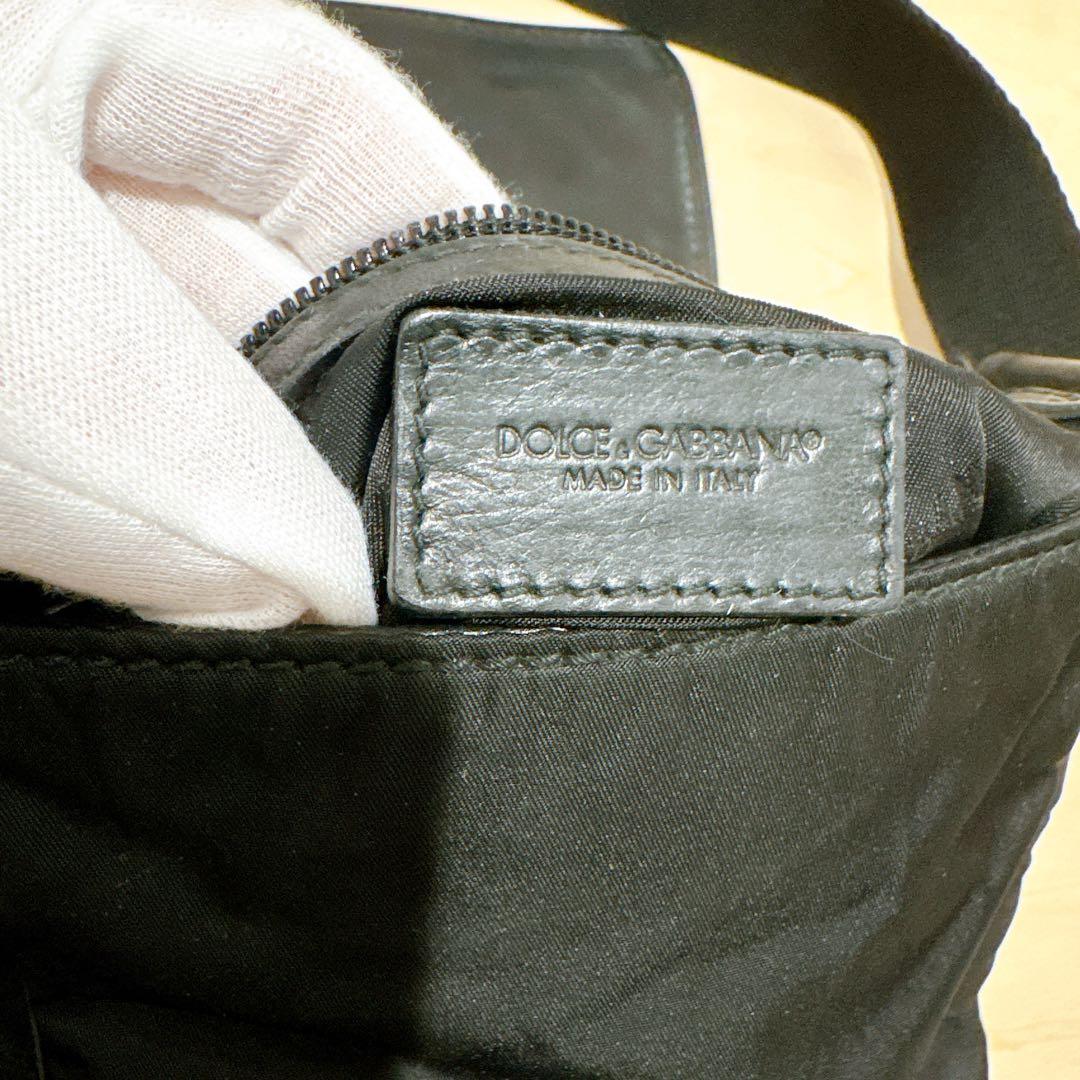 DOLCE&GABBANA ドルガバ ミニショルダーバッグ ナイロン レザー 黒