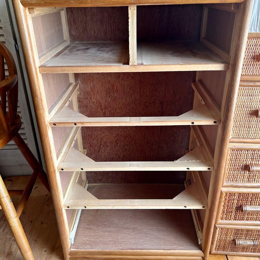 ラタン 籐　箪笥　タンス　5段　アジア