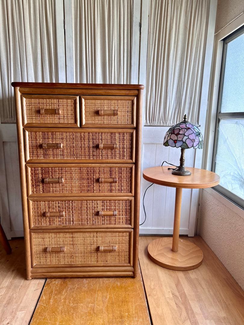 ラタン 籐　箪笥　タンス　5段　アジア