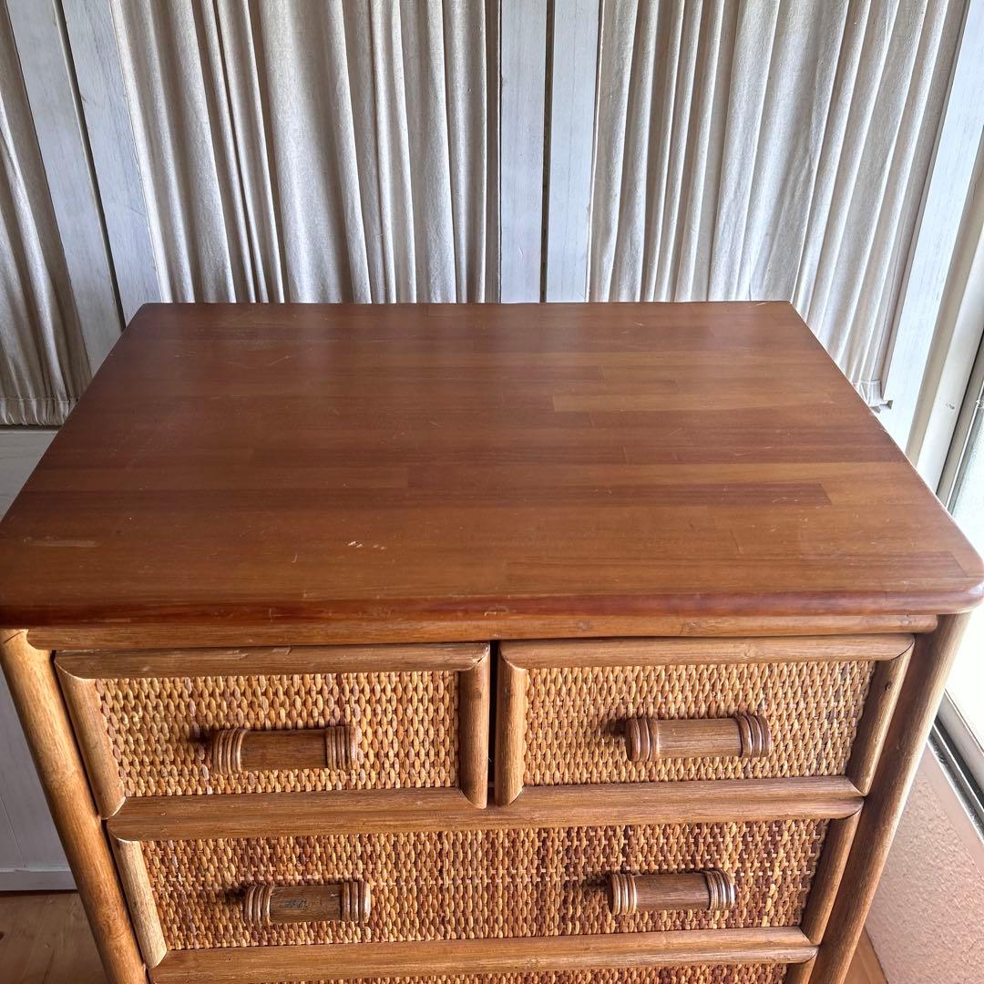 ラタン 籐　箪笥　タンス　5段　アジア