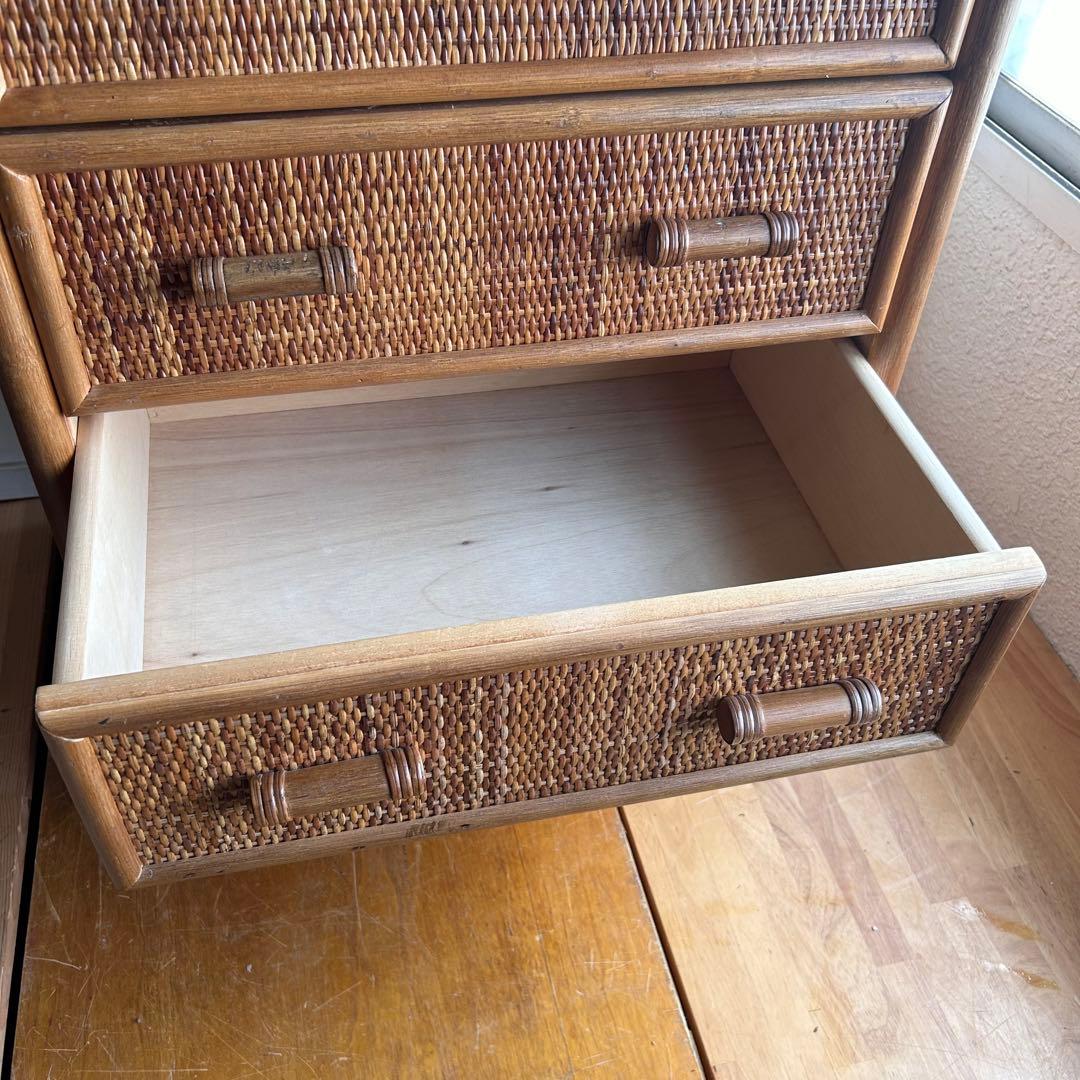 ラタン 籐　箪笥　タンス　5段　アジア