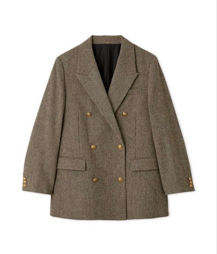 新品・完売 Mila Owen チェック金釦 ダブルブレスト ロングブレザー