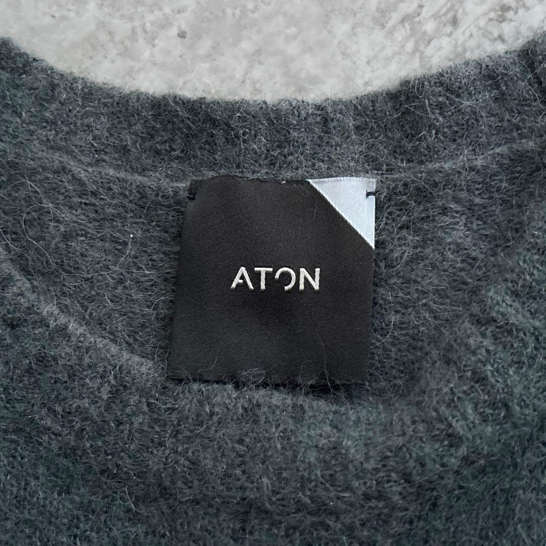 美品■ATON エイトン【XL】アルパカ ウール ニット セーター グリーン系