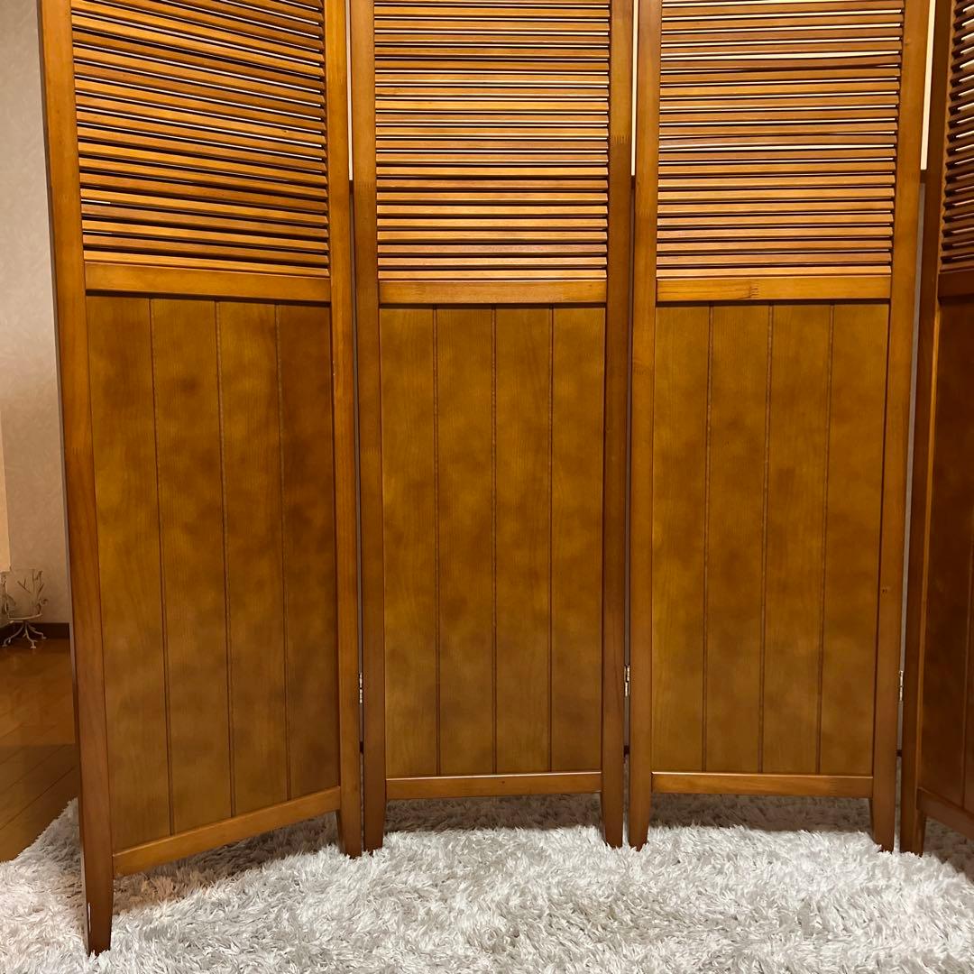 クロ　パーテーション スクリーン間仕切り 北欧ナチュラル店舗天然木木製4連