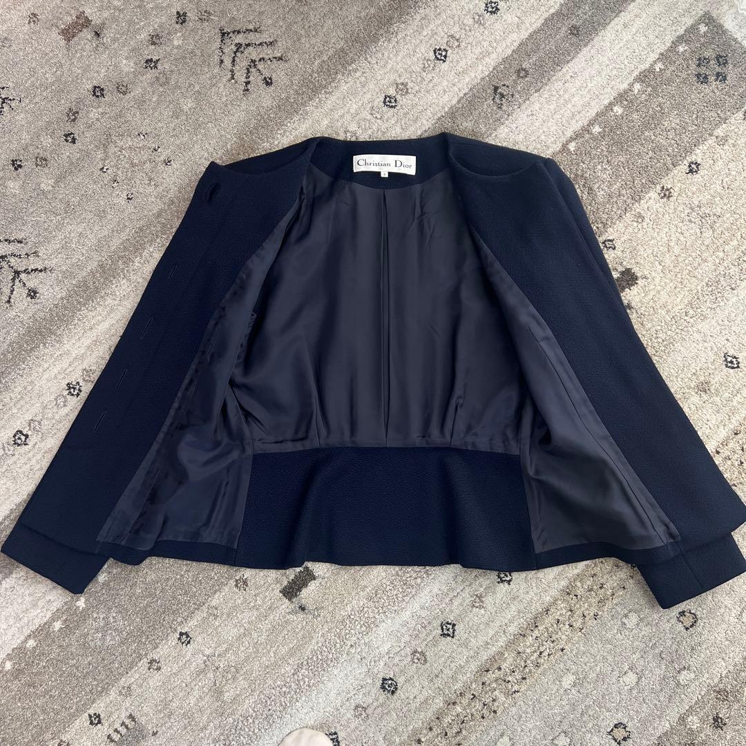 【美品】Dior ディオール　紺色　セットアップ　スカートスーツ　比翼ボタン