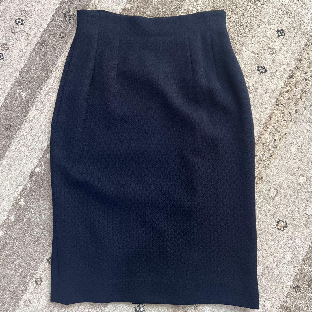 【美品】Dior ディオール　紺色　セットアップ　スカートスーツ　比翼ボタン