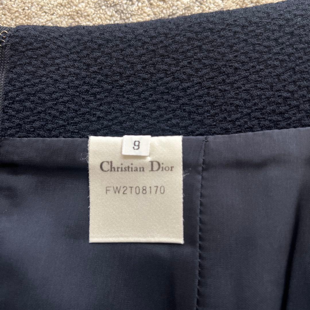 【美品】Dior ディオール　紺色　セットアップ　スカートスーツ　比翼ボタン