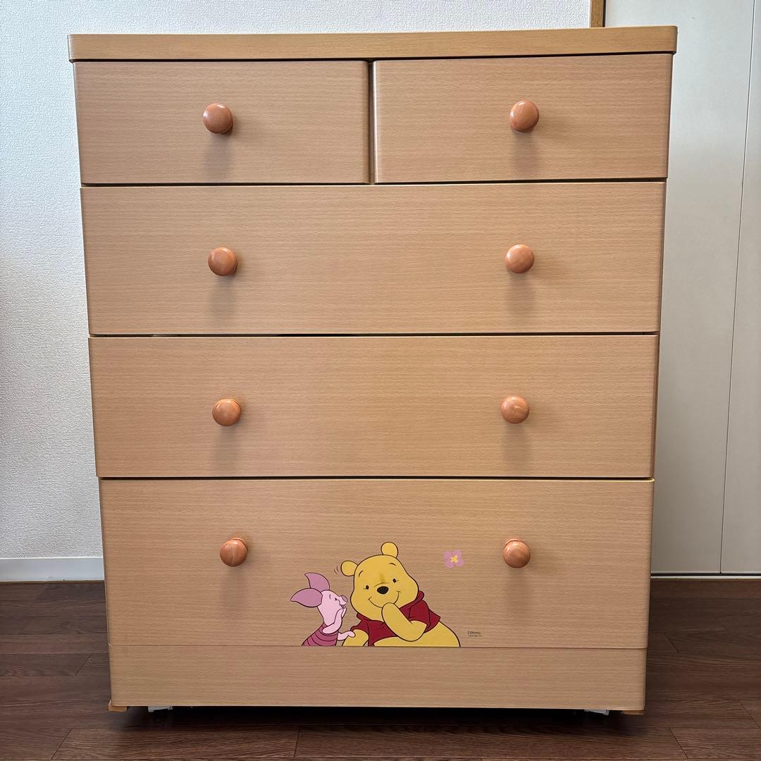 【廃盤品】　KATOJI プーさんチェストベビータンスキャスター付 3/15迄