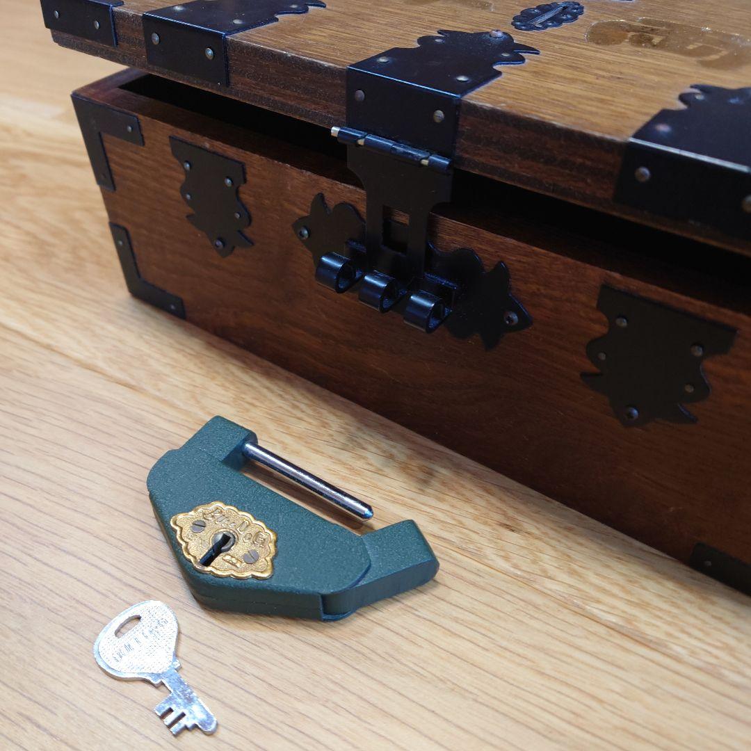 【アンティーク】千両箱型貯金箱？(錠前カギ付き)